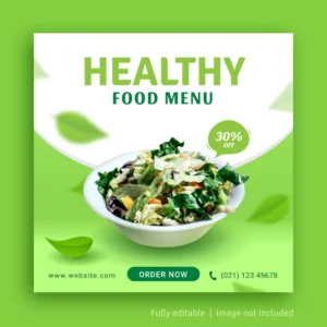 healthy food menu social media post advertising banner template - title:Home - اورچین فایل - format: - sku: - keywords: p_id:18