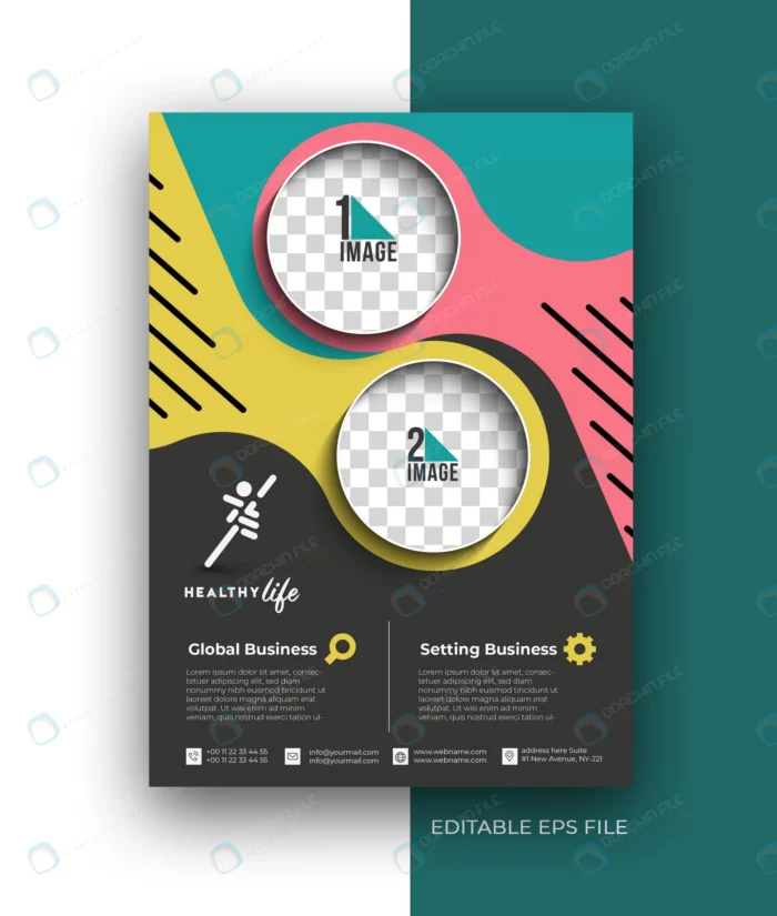 healthy life a4 flyer poster brochure design temp crcf7165e25 size1.43mb - title:فلایر با فرمت وکتور - اورچین فایل - format:EPS - وکتور - sku:crcf7165e25 - keywords: p_id:84939