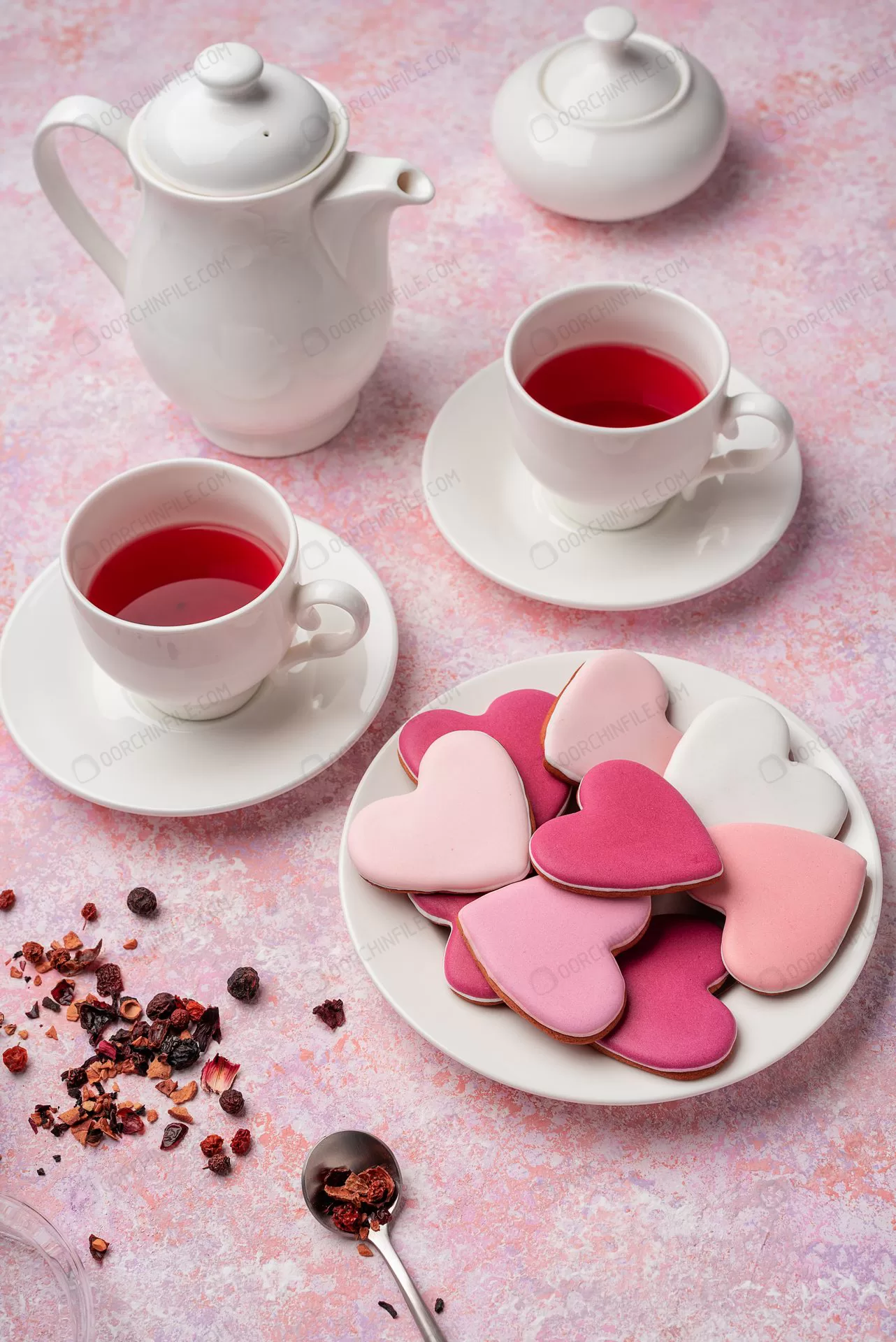 heart shape cookies with icing with berry tea con crc24991c2e - title:Home Main - اورچین فایل - format: - sku: - keywords: p_id:18