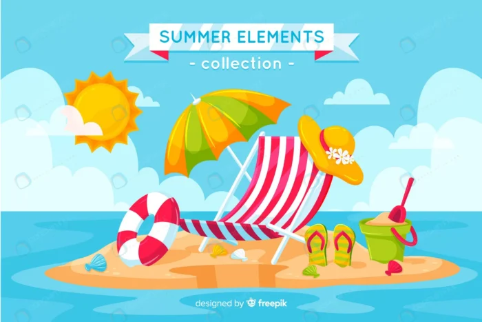 hello summer background crc8fb5343e size1.33mb - title:مجموعه وکتور المان های ساحل دریا - اورچین فایل - format:EPS - وکتور - sku:crc8fb5343e - keywords: p_id:59552