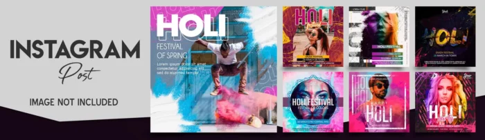 holi festival instagram post bundle crcd1ac4d18 size44.63mb - title:قالب لایه باز پست اینستاگرام با تم فستیوال هولی، جشن رنگ ها - اورچین فایل - format:PSD - فتوشاپ - sku:crcd1ac4d18 - keywords: p_id:33362