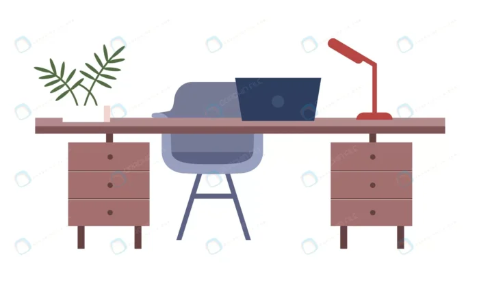 home office furniture semi flat color vector obje crcf37c6d30 size0.59mb - title:وکتور میز و صندلی کامپیوتر - اورچین فایل - format:EPS - وکتور - sku:crcf37c6d30 - keywords: p_id:91115