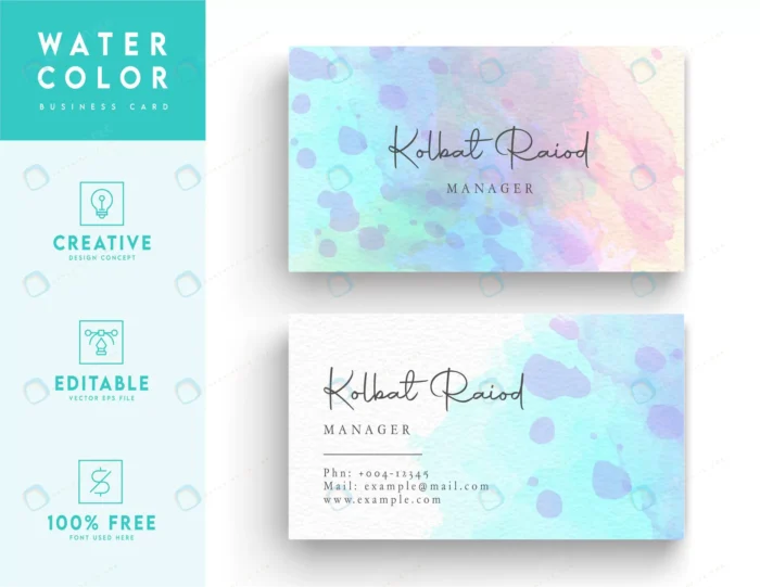horizontal vibrant watercolor business card crcde219a59 size10.00mb - title:وکتور کارت ویزیت با رنگ های آرامش بخش به سبک آبرنگ - اورچین فایل - format:EPS - وکتور - sku:crcde219a59 - keywords: p_id:56074