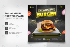 hot delicious burger 3d social media banner templa rnd419 frp29869654 - title:Home - اورچین فایل - format: - sku: - keywords: p_id:18