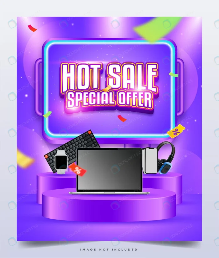 hot sale banner with podium template social media crc51419940 size17.79mb - title:دانلود بنر تبلیغاتی ویژه فروش محصول - اورچین فایل - format:EPS - وکتور - sku:crc51419940 - keywords: p_id:61301