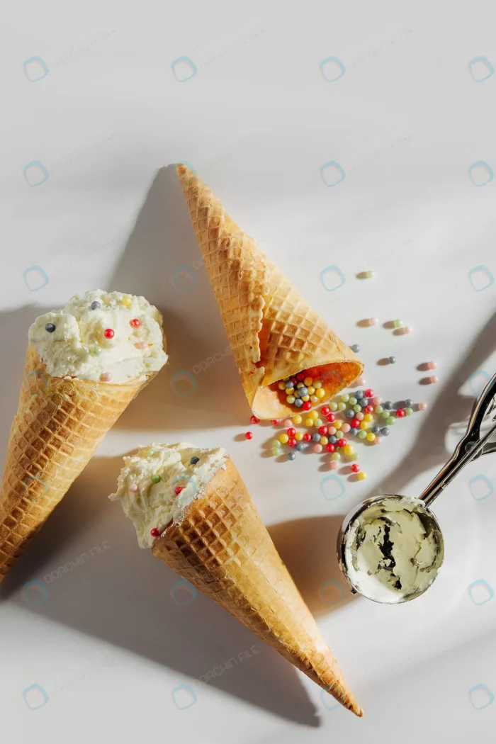 ice cream cones with spoon white background summe crc736e8948 - title:تصویر استوک بستنی قیفی - اورچین فایل - format:JPG - استوک - sku:crc736e8948 - keywords:تصویر استوک بستنی قیفی, عکس استوک, تابستان, تصویر استوک رایگان, خوردنی و نوشیدنی, دانلود رایگان, فایل تکی p_id:62373