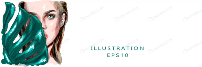 illustration young woman palm leaf beautiful illu crca0e19e1d size4.88mb - title:وکتور زن زیبا با برگ گل انجیری - اورچین فایل - format:EPS - وکتور - sku:crca0e19e1d - keywords: p_id:93009