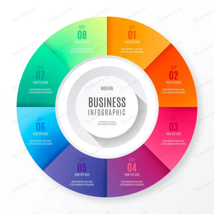 infografico colorido e moderno crc1a116ec0 size3.33mb - title:اینفوگرافی دایره ای 8 مرحله ای - اورچین فایل - format:EPS - وکتور - sku:crc1a116ec0 - keywords: p_id:98983