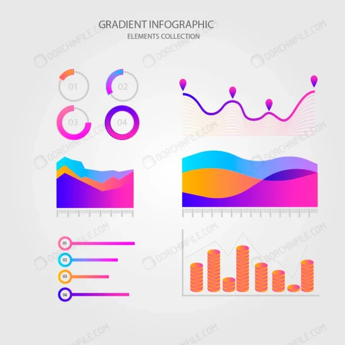 infographic element collection with gradient styl crcf14b3886 size0.61mb - title:مجموعه عناصر اینفوگرافیک - اورچین فایل - format:EPS - وکتور - sku:crcf14b3886 - keywords: p_id:98995