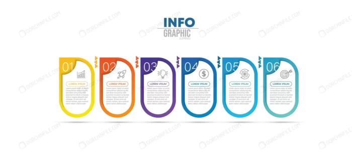 infographic element with icons 6 options steps 6 crc075f3ec2 size1.65mb - title:اینفوگرافی 6 مرحله ای با فرمت وکتور - اورچین فایل - format:EPS - وکتور - sku:crc075f3ec2 - keywords: p_id:99049