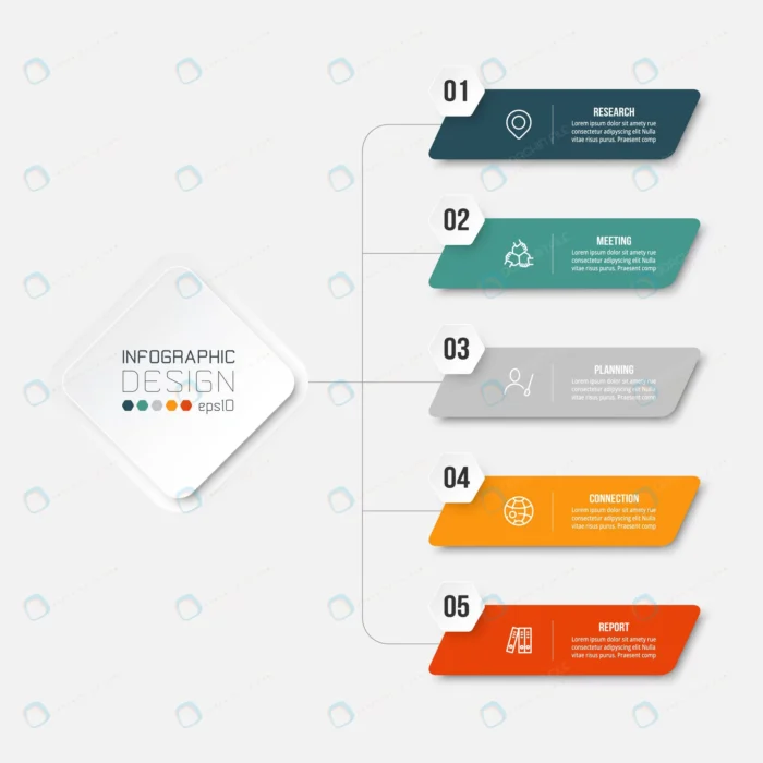 infographic template business concept with diagra crca7a993db size4.48mb - title:تمپلیت اینفوگرافیک 5 مرحله ای با فرمت وکتور - اورچین فایل - format:EPS - وکتور - sku:crca7a993db - keywords: p_id:87423
