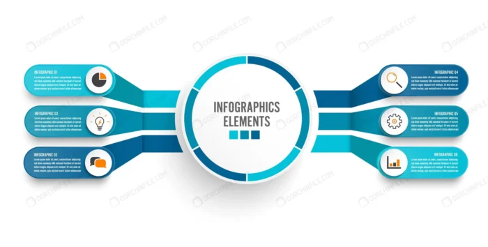 infographic template with 3d paper label crc7013f440 size3.51mb - title:وکتور اینفوگرافی 6 مرحله ای - اورچین فایل - format:EPS - وکتور - sku:crc7013f440 - keywords: p_id:99077