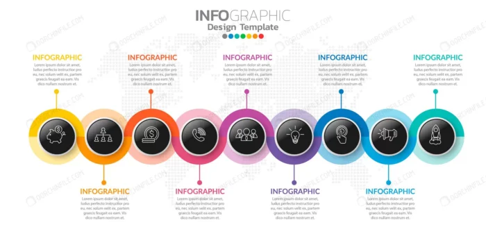 infographics business with icons options steps 282 crc172e05c6 size3.88mb - title:وکتور اینفوگرافی 9 مرحله ای - اورچین فایل - format:EPS - وکتور - sku:crc172e05c6 - keywords: p_id:99113