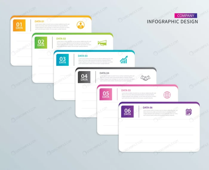 infographics tab paper index with 6 data template crc5eb21df1 size3.71mb - title:وکتور اینفوگرافیک 6 مرحله ای - اورچین فایل - format:EPS - وکتور - sku:crc5eb21df1 - keywords: p_id:99125