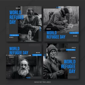 instagram post bundle world refugee day template 1 - title:Home - اورچین فایل - format: - sku: - keywords: p_id:18