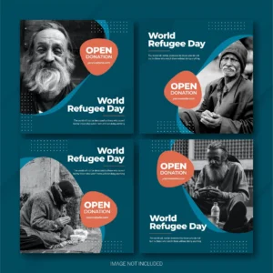 instagram post bundle world refugee day template - title:Home - اورچین فایل - format: - sku: - keywords: p_id:18