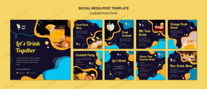 instagram posts collection for variety of cocktai crc5dda9db3 size54.41mb - title:مجموعه تمپلیت آماده پست اینستاگرام - اورچین فایل - format:PSD - فتوشاپ - sku:crc5dda9db3 - keywords: p_id:91485