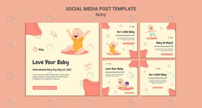 instagram posts collection international baby day crc188320e0 size31.11mb - title:مجموعه قالب پست اینستاگرام ویژه کودک - اورچین فایل - format:PSD - فتوشاپ - sku:crc188320e0 - keywords: p_id:41332