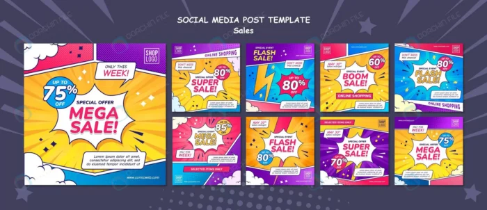 instagram posts collection sales comic style 2 crcc3beabde size56.73mb - title:مجموعه پست اینستاگرام طرح پاپ آرت - اورچین فایل - format:PSD - فتوشاپ - sku:crcc3beabde - keywords: p_id:41340