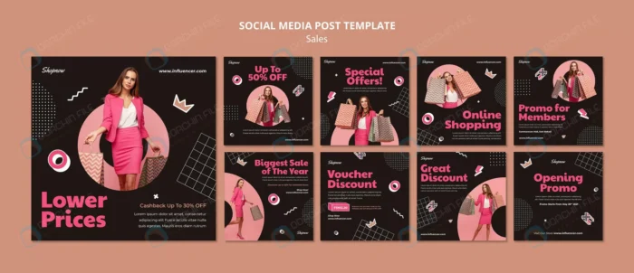 instagram posts collection sales with woman pink crc69506aa8 size64.29mb - title:قالب پست اینستاگرام ویژه فروش و تبلیغ - اورچین فایل - format:PSD - فتوشاپ - sku:crc69506aa8 - keywords: p_id:45806