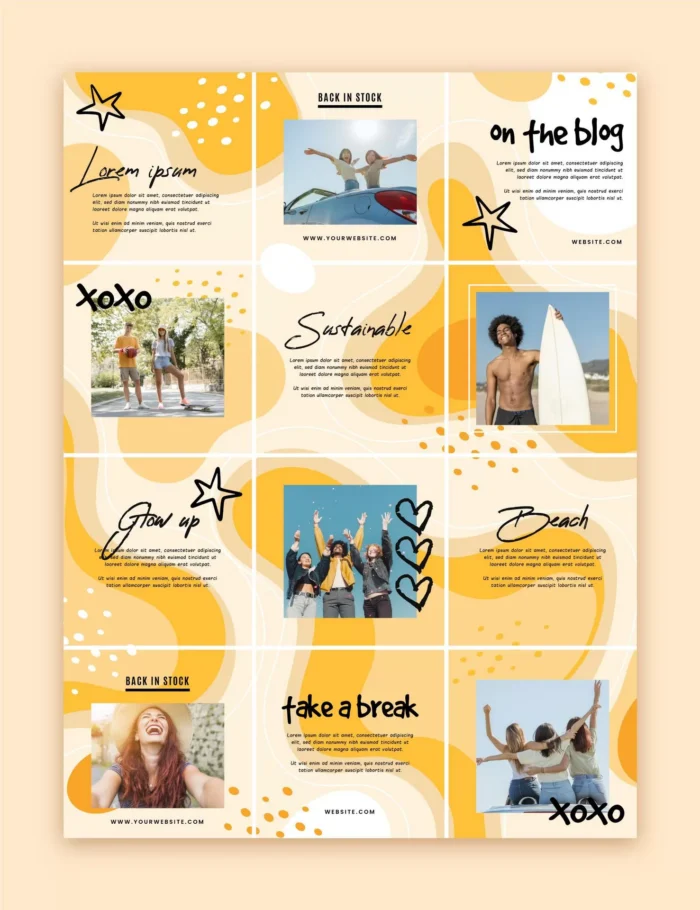 instagram puzzle feed template crce3028b77 size2.44mb - title:دانلود قالب گرید پست اینستاگرام با تم شاد و انرژیتیک - اورچین فایل - format:EPS - وکتور - sku:crce3028b77 - keywords: p_id:32337