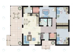 interior design colored floor plan top view archi crcbc068310 size2.79mb - title:Home - اورچین فایل - format: - sku: - keywords: p_id:18