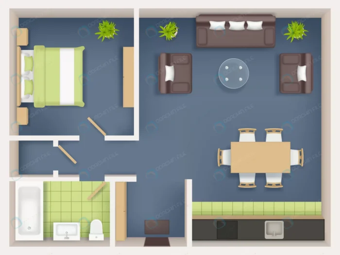 interior plan top view realistic appartment livin crc412e3bd2 size3.93mb - title:پلن خانه از نمای تاپ با فرمت وکتور - اورچین فایل - format:EPS - وکتور - sku:crc412e3bd2 - keywords: p_id:51988