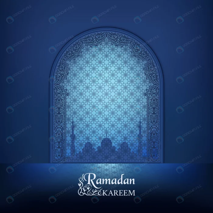 islamic mosque door silhouette mosque with reflec crcab7062dd size8.96mb 1 - title:دانلود طرح مذهبی با موضوع رمضان - اورچین فایل - format:EPS - وکتور - sku:crcab7062dd - keywords: p_id:38997