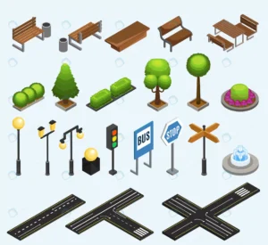 isometric city elements collection with benches t crc32f13be8 size3.81mb - title:Home - اورچین فایل - format: - sku: - keywords: p_id:18