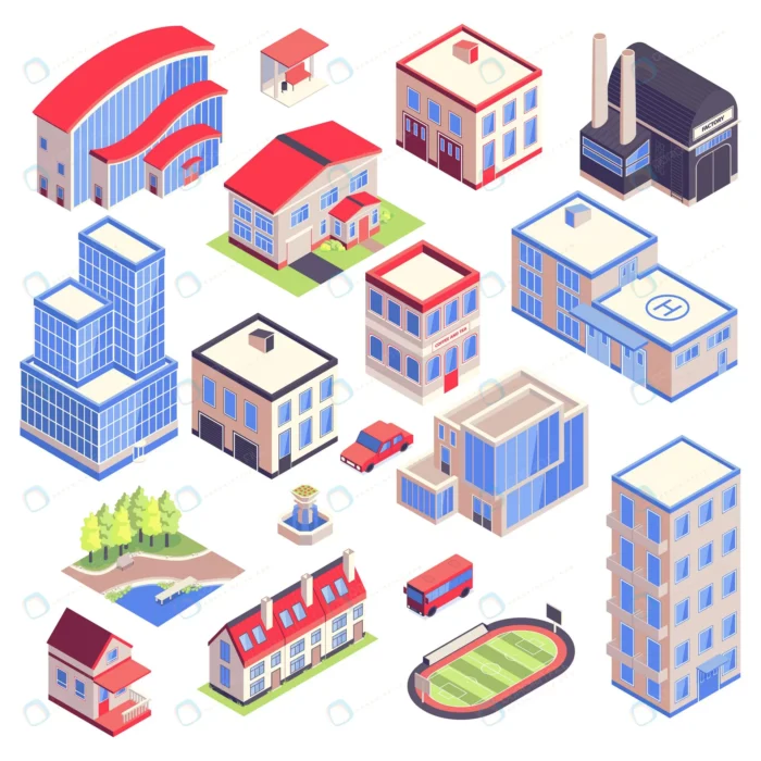 isometric icons urban transport architecture envi crca892d927 size4.59mb - title:طرح سه بعدی ایزومتریک ساختمان های مهم شهری - اورچین فایل - format:EPS - وکتور - sku:crca892d927 - keywords: p_id:34871