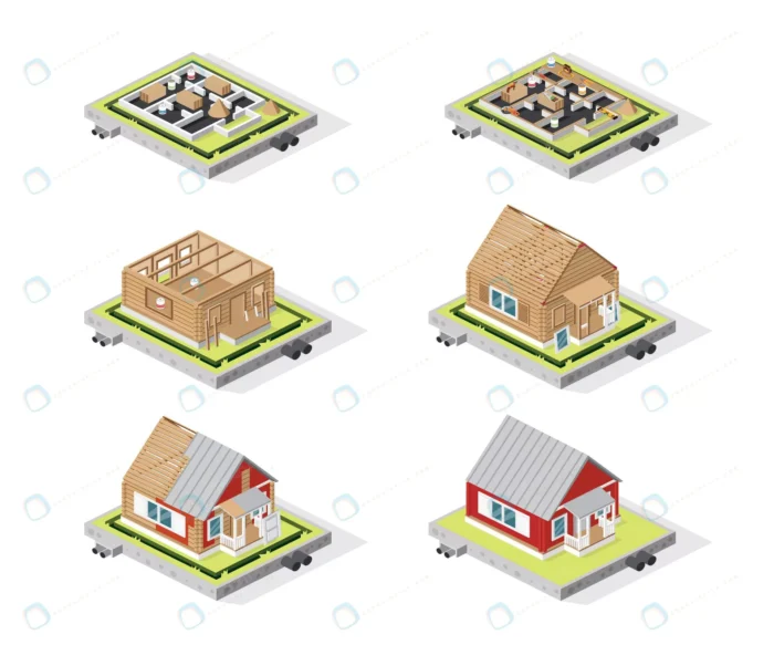 isometric illustration stages house construction crcbfb8f402 size2.06mb - title:طرح وکتور مراحل ساخت یک خانه یا ویلای چوبی بصورت ایزومتریک - اورچین فایل - format:EPS - وکتور - sku:crcbfb8f402 - keywords: p_id:34697