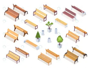 isometric wooden bench park chair garden pot with crc14b63b50 size4.62mb - title:Home - اورچین فایل - format: - sku: - keywords: p_id:18