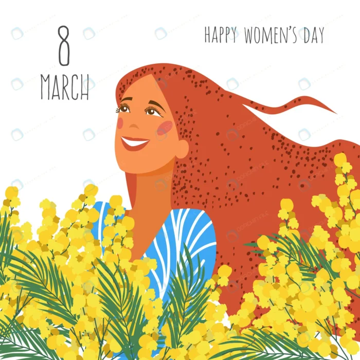 joyful face girl background mimosa flowers crc00c43cdd size4.66mb - title:دانلود طرح تبریک روز زن با فرمت وکتور - اورچین فایل - format:EPS - وکتور - sku:crc00c43cdd - keywords: p_id:34973