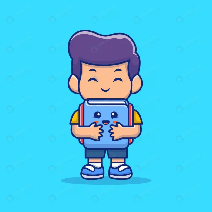 kid holding book illustration student mascot cart crc247dc43b size0.52mb - title:وکتور کارتونی کودک کتاب در دست - اورچین فایل - format:EPS - وکتور - sku:crc247dc43b - keywords: p_id:61983