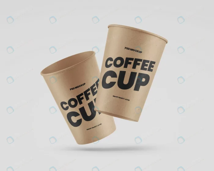 kraft coffee cups mockup crc6f73a82e size82.27mb - title:موکاپ لیوان قهوه با بکگراند روشن - اورچین فایل - format:PSD - فتوشاپ - sku:crc6f73a82e - keywords: p_id:40586
