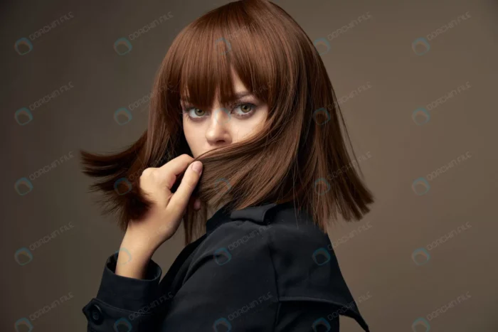 lady black jacket turns crcfcdd9a55 size3.48mb 6498x4332 1 - title:تصویر استوک مدل دختر با موهای قهوه ای و لباس مشکی - اورچین فایل - format:JPG - استوک - sku:crcfcdd9a55 - keywords: p_id:47108
