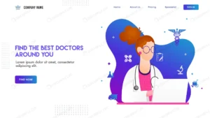 landing page design with illustration woman docto crcb0c29e08 size2.10mb - title:Home - اورچین فایل - format: - sku: - keywords: p_id:18