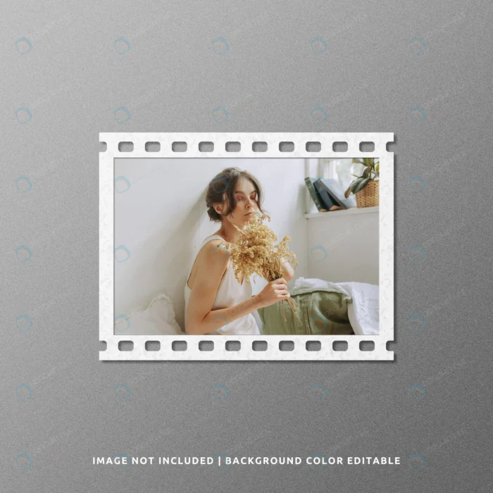 landscape film paper frame mockup design crcbf8e9859 size48.70mb - title:موکاپ قاب عکس نگاتیو روی دیوار - اورچین فایل - format:PSD - فتوشاپ - sku:crcbf8e9859 - keywords: p_id:78355