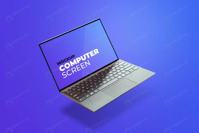 laptop gray floating mockup rnd404 frp9515435 - title:موکاپ لپتاپ با پس زمینه تدارج رنگی - اورچین فایل - format:PSD - فتوشاپ - sku:frp9515435 - keywords: p_id:73119
