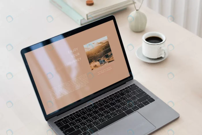 laptop mockup wooden table crcfdb7d49d size185.27mb - title:موکاپ لپ تاپ روی میز سفید - اورچین فایل - format:PSD - فتوشاپ - sku:crcfdb7d49d - keywords: p_id:83205