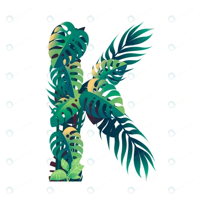 leaf letter k with diffirent types green leaves f crc309705f8 size3.87mb - title:طراحی حرف انگلیسی K با برگ - اورچین فایل - format:EPS - وکتور - sku:crc309705f8 - keywords: p_id:49888