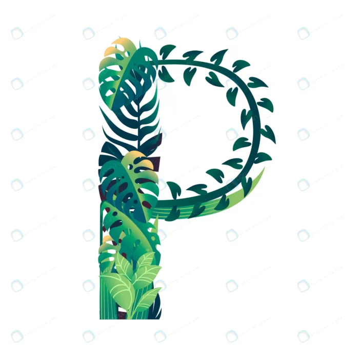 leaf letter p with diffirent types green leaves f crc832906f4 size2.52mb 1 - title:حرف انگلیسی P طرح برگ های سبز - اورچین فایل - format:EPS - وکتور - sku:crc832906f4 - keywords: p_id:49650