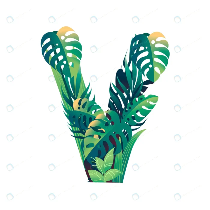 leaf letter v with diffirent types green leaves f crce65a91a6 size3.50mb 1 - title:حرف انگلیسی V طرح برگ های سبز - اورچین فایل - format:EPS - وکتور - sku:crce65a91a6 - keywords: p_id:49662