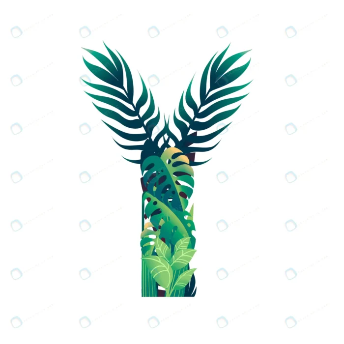 leaf letter y with diffirent types green leaves f crc168f37c2 size1.76mb 1 - title:حرف انگلیسی Y با طرح برگ هاوایی - اورچین فایل - format:EPS - وکتور - sku:crc168f37c2 - keywords: p_id:49672