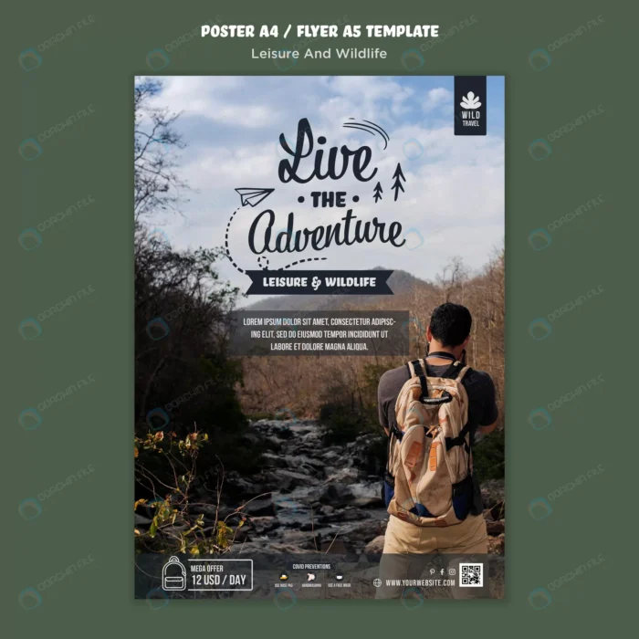 leisure wildlife poster template crc58bbe566 size68.43mb - title:پوستر گردشگری و مسافرت - اورچین فایل - format:PSD - فتوشاپ - sku:crc58bbe566 - keywords: p_id:75809