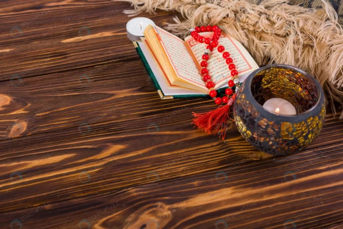 lighted candle holder kuran red prayer beads wood crc5d978308 size12.88mb 5760x3840 1 - title:استوک رمضان قرآن با تسبیح قرمز - اورچین فایل - format:JPG - استوک - sku:crc5d978308 - keywords: p_id:50905