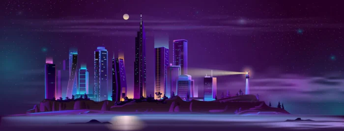 lighthouse city bay shore cartoon crcb416b0f0 size8.32mb - title:وکتور شهر مدرن در شب - اورچین فایل - format:EPS - وکتور - sku:crcb416b0f0 - keywords: p_id:96535