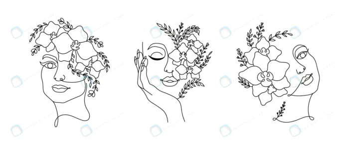 line art women faces with flowers continuous line crceec36c31 size1.75mb - title:مجموعه وکتور لاین آرت چهره خانم - اورچین فایل - format:EPS - وکتور - sku:crceec36c31 - keywords: p_id:76985