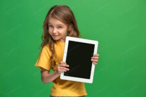 little funny girl with tablet green studio backgr crc3d088792 size13.15mb 5760x3840 - title:Home - اورچین فایل - format: - sku: - keywords: p_id:18