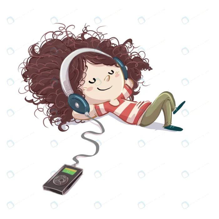 little girl listening music with happy headphones crc6ebe8e96 size4.56mb - title:دختر با هدفون در حال گوش دادن به موسیقی - اورچین فایل - format:EPS - وکتور - sku:crc6ebe8e96 - keywords: p_id:78159